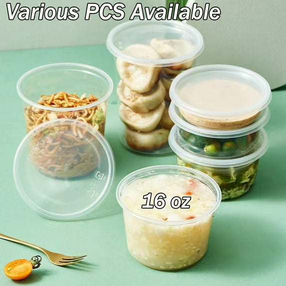 16 oz.Deli Containers with Lids Leakproof BPA-Free Plastic Microwaveable Clear Food Storage Container Premium Heavy-Duty Quality, Freezer & Dishwasher Safe
