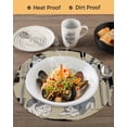 thumbnail image 3 of 15 Inch Round Placemats Set of 6, Cute Cat Non Slip Heat Insulation PP Table Mats, Black Beige Vintage Animal Washable Place Mats for Kitchen Dining Party Table Decor, 3 of 7