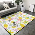 Area Rugs, Cute Lemon Pink Flowers Washable Large Rugs for Living Room