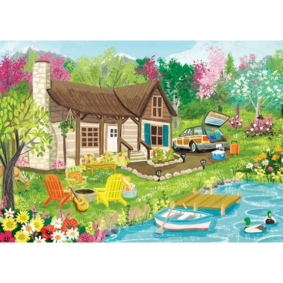RoseArt Colorluxe 1000-Piece Lake Cabin Adult Interlocking Jigsaw Puzzle