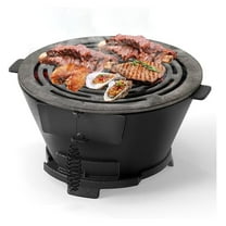 Cast Iron Hibachi Grill, Portable Japanese BBQ Charcoal Grill with Double-Sided Grate, Air Regulating Door & Fire Gate, . Camping Grill for Outdoor Cooking, Backyard, Picnic