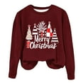 thumbnail image 4 of asdoklhq Christmas Shirts for Women Christmas Printed Crew Neck Long Sleeve Pullover Hoodie Wine L, 4 of 4