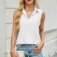 thumbnail image 5 of yillto Women's Chiffon Tops V Neck Buttons down Sleeveless Dressy Tank Shirts Work Office Blouse, 5 of 7