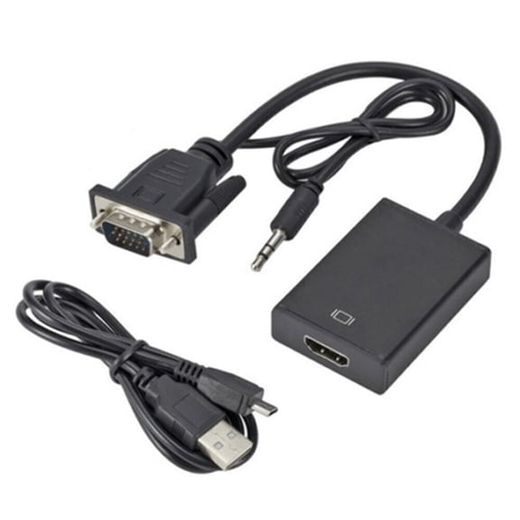 VGA To HDMI Converter 1080P HD Adapter With Audio Cable For HDTV PC Laptop TV DVD - Black