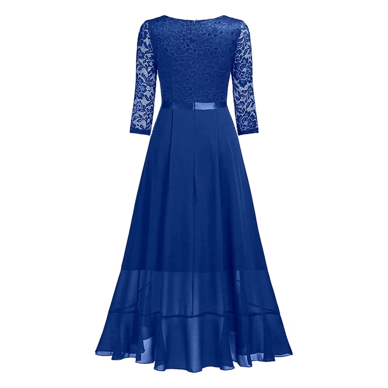 sunyuannn Women's Elegant Neck Floral Lace Formal Wedding Dress Rayon Summer Dress Women Junior Dresses Womens Long Dresses Summer Rose Dress for