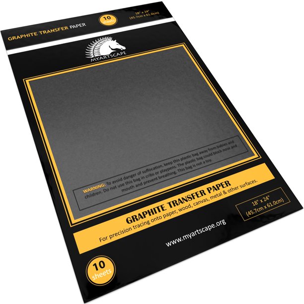 Myartscape Papel De Transferencia De Grafito 18.0 X 24.0 In – 10 Hojas – Papel Carbón Encerado Negro – Para Calco Y Transferencia De Dibujos – Suministros Premium Para Artes Y Manualidades