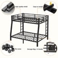 thumbnail image 5 of Full XL over Queen Bunk Bed, Heavy Duty Metal Bunk Bed Frame with Storage Bag, 4 Removable Hooks, Guardrails, Ladders, Underbed Storage, Black, 5 of 8