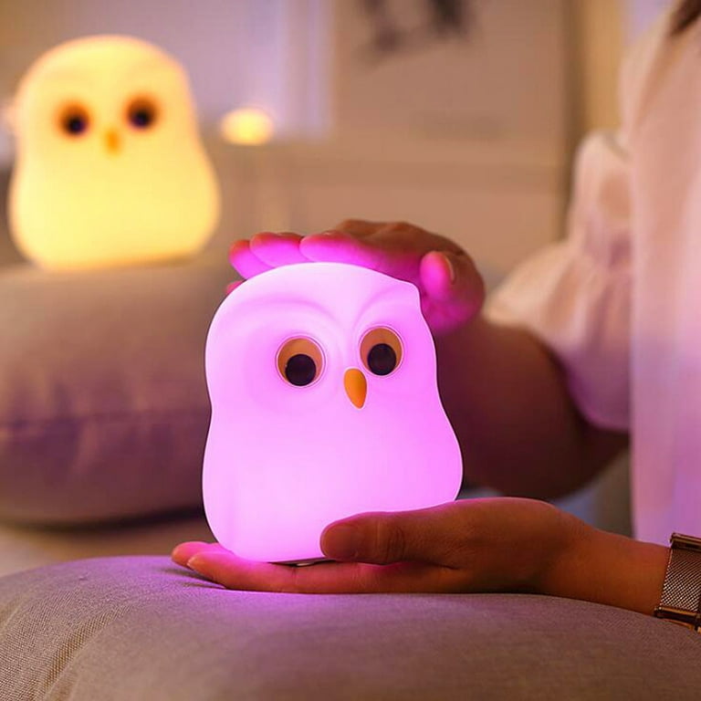 Verpetridure Owl Night Light Kids Rechargeable Silicone Night Light Touch Sensing Light, Size: One size, White