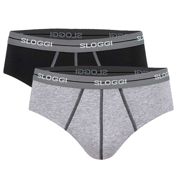 Sloggi calzoncillos hombre 2-pack - Start midi C2P box, algodón Negro/Gris M (Medium)