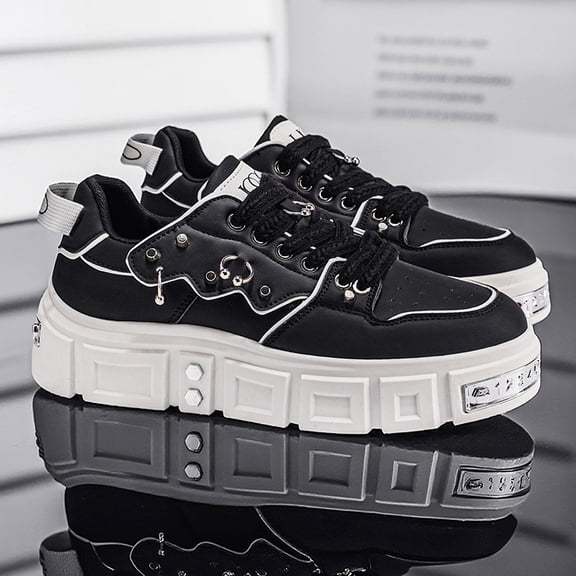 PLERISE Men's Low-Top Sneakers - Heavy-Duty Wear-Resistant Athletic with Cushioned PVC Sole & Breathable Fabric Upper, Lace-Up Round Toe for, Gym, Casual Wear - Suitable for Style, Training, Daily