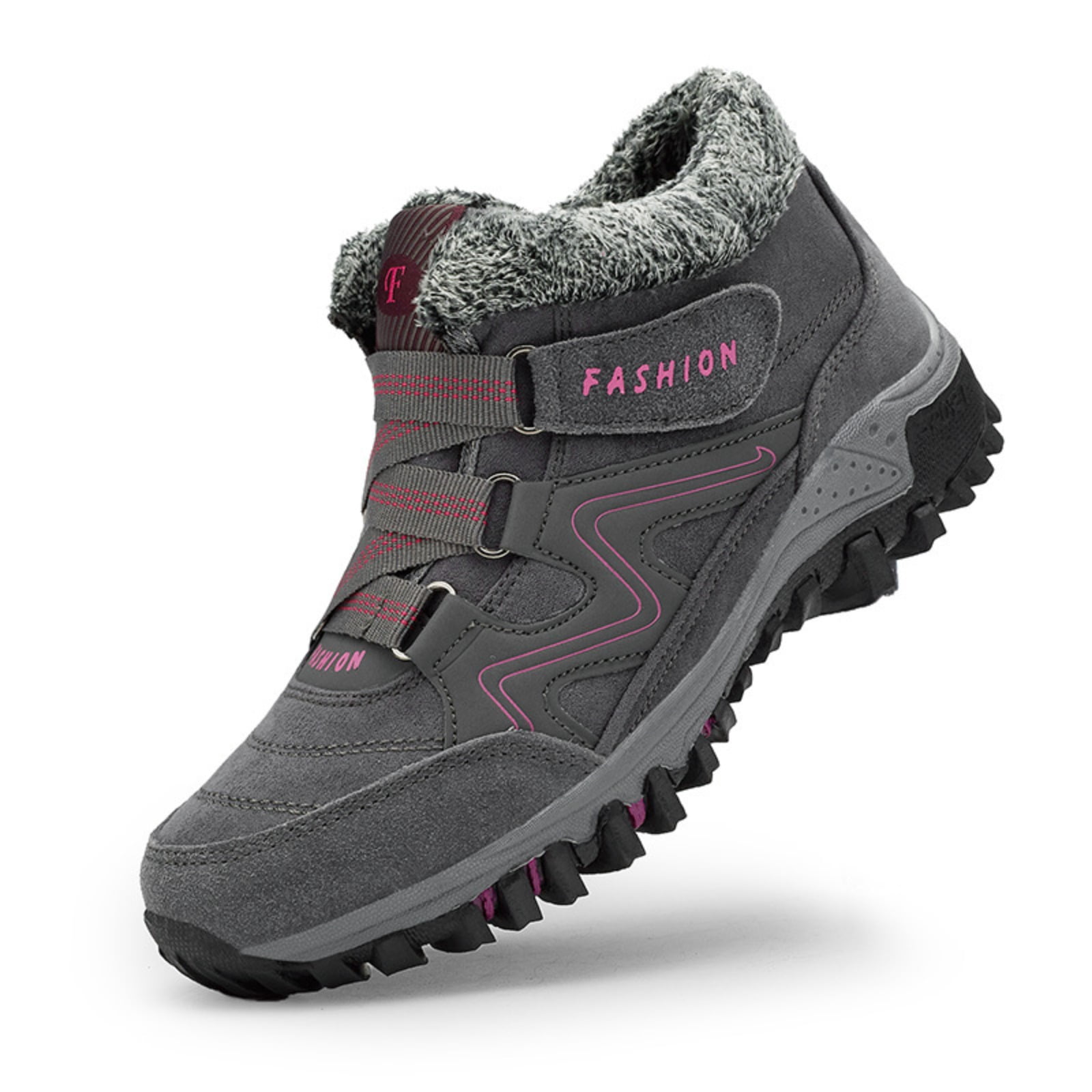 Women’s Winter Snow Boots Outdoor Warm Fleece-Lined Waterproof Ankle Boots, Non-Slip Thick Sole Cold Weather Hiking Boots, Lightweight Insulated Mid-Top Trekking Walking Winter Shoes for Adults