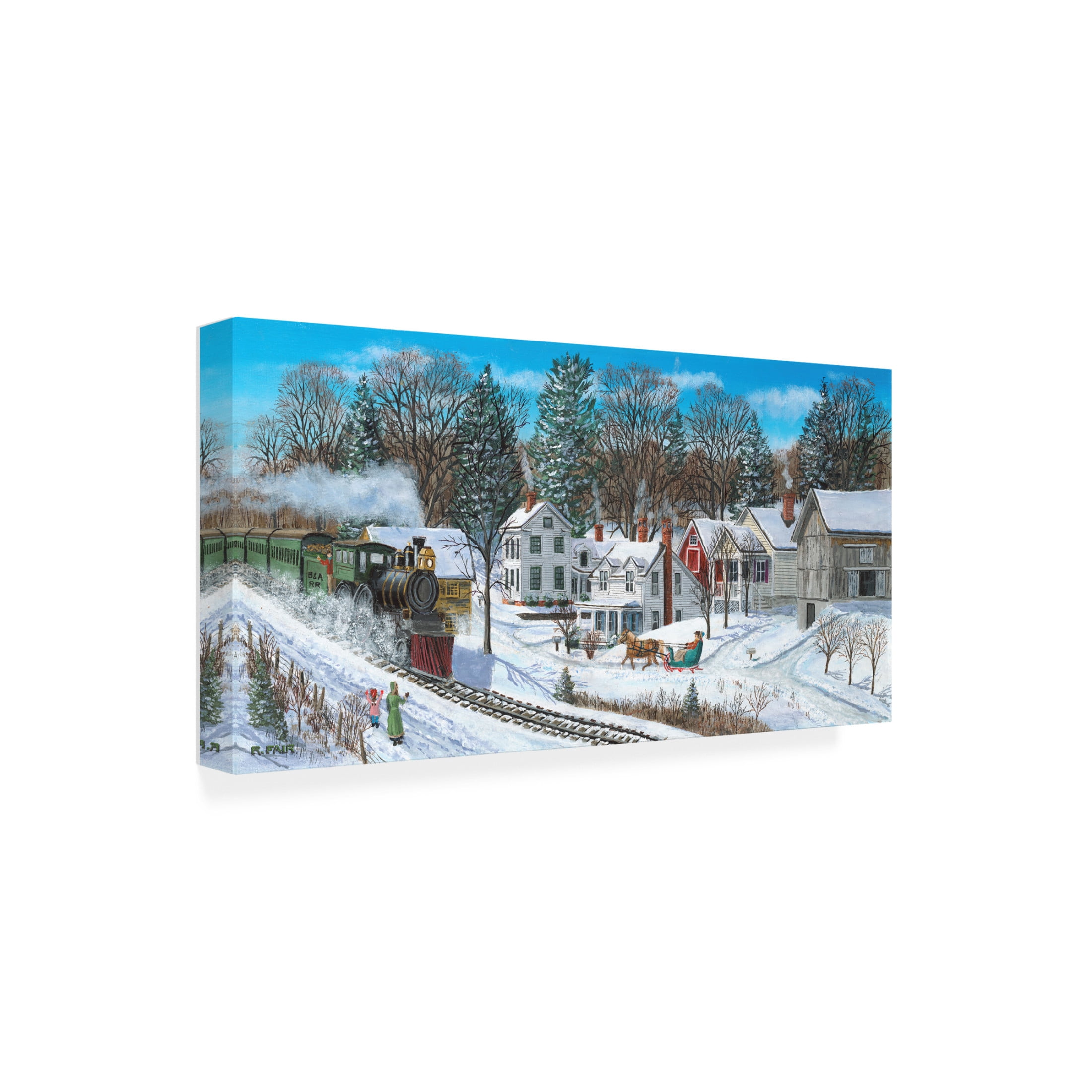 Canvas Wall Art - Bob Fair 'Railroad Town' Wall Art for Living Room, Bedroom, or Office Décor by Trademark Fine Art - 47 x 24 Inches
