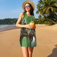 thumbnail image 3 of Easygdp Australian White Tree Frog Sitting on Branch para Vestido Transpirable de Mujer, Vestido Suelto de Manga Corta con Pliegues y Bolsillos para el Verano, 3 of 7