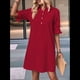 thumbnail image 3 of Vestido Camisero Informal para Mujer, con Mangas con Volantes, Botones y Bolsillos, Color Rojo, Talla XL, 3 of 6