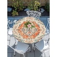 thumbnail image 6 of Orange Beige Boho Round Fitted Tablecloth with Elastic Edge, Waterproof Table Cloth Table Cover for 55"-60" Tables, Vintage Ethnic Abstract Art Floral Tablecloths for Dining Picnic Indoor Outdoor, 6 of 9