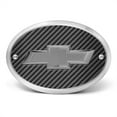 thumbnail image 2 of iPick Image for Chevrolet 3D Gunmetal Dark Gray Logo on Carbon Fiber Look Plate Oval Billet Aluminum 2-inch Tow Hitch Cover, Official Licensed, 2 of 6