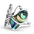 thumbnail image 6 of Captivating Butterfly Motif Rainbow Abalone Statement Sterling Silver Ring-12, 6 of 7