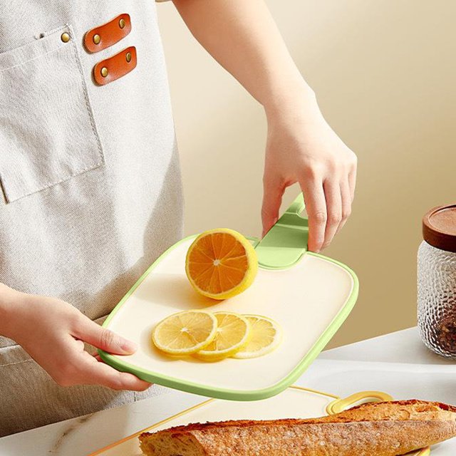 6.89*8.27 Inch Plastic Cutting Board, Dishwasher-Safe Poly Chopping Board for Kitchen with Paddle, Charcuterie Board, Kitchen Fruit Knife Special Cutting Board Baby Food Classification Board