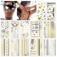 thumbnail image 1 of 12 Sheets Metallic Temporary Tattoos, 150+ Shimmer Designs Black Silver Gold Temporary Tattoo Jewellery Tattoos Flash, 1 of 5