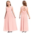 thumbnail image 3 of Oyolan Robe Longue d'Été pour Fille, Dos Nu, Maxi, Mariage, Fête, Concours, Robe de Bal, Rose, 16, 3 of 7