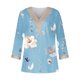 thumbnail image 3 of ICHUANYI Clearance Women's Sexy Fashion Casual V-neck Printed Loose Medium And Long Sleeve Top(Light Blue, L) ICHUANYI WER2023081509301, 3 of 4