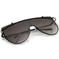 thumbnail image 4 of sunglassLA Unisex Futuristic Rimless Metal Crossbar Nuetral Colored Mono Lens Shield Sunglasses 64mm (Black / Lavender) - 65mm, 4 of 4