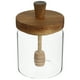 thumbnail image 1 of ColoMX Tarro de miel de vidrio con tapa de madera, recipiente para miel, dispensador de miel, 1 of 7