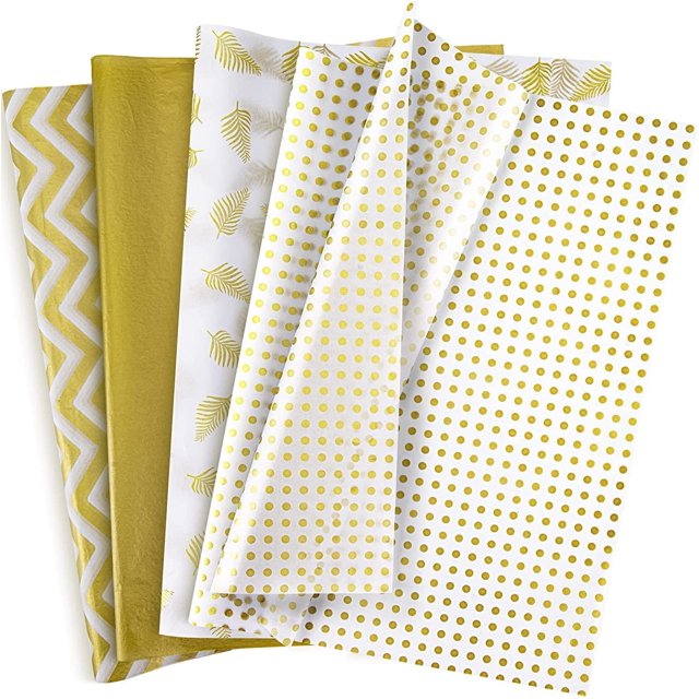 Papel de seda Larcenciel, 120 hojas de papel de seda metálico, papel de seda dorado, material de envoltura de regalos para bodas, Cumpleaños, Navidad, fiesta (50 x 35 cm)