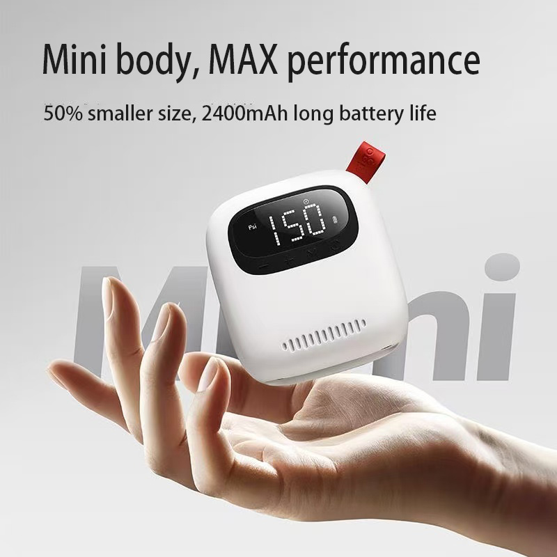 Aigo Mini Air Compressor: 5-Mode Smart Tire Inflator for Car/Bike/Motorcycle - Military-Grade Battery, Auto PSI Memory, Dual Valve