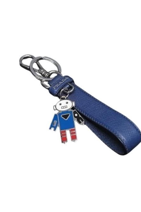 Pre-Owned Prada Robot Bag Charm in Blue Saffiano Leather for Men and Women