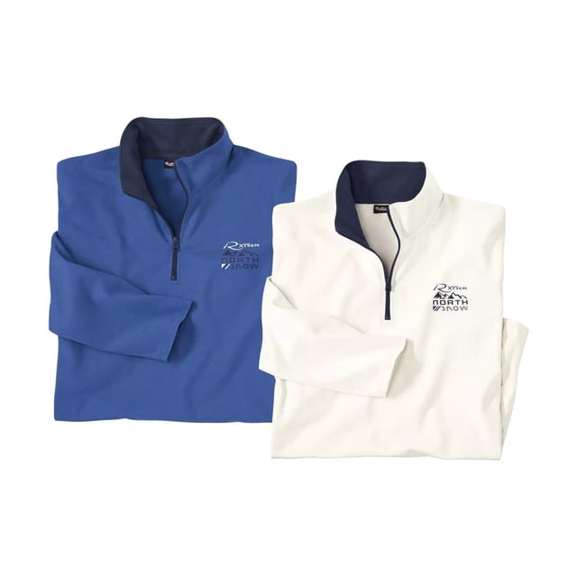 Atlas For Men - Jersey de Jersey para Hombre - Pack de 2 (Azul, Crudo)