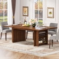 thumbnail image 2 of Tribesigns Farmhouse Dining Table for 6 to 8, 63-Inch Rectangular Wooden Kitchen Table with Storage, Industrial Dinner Table with Shelves for Dining Room, Kitchen, Living Room, 2 of 10