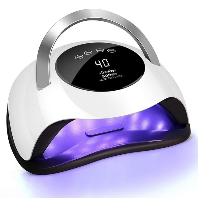 UV LED Nail Lamp 120W Gel Nail Polish UV Light for Nail Dryer Curing Lamp Faster 4 Timer Setting Professional Portable Handle for Fingernail and Toenail Auto Sensor Nail Machine