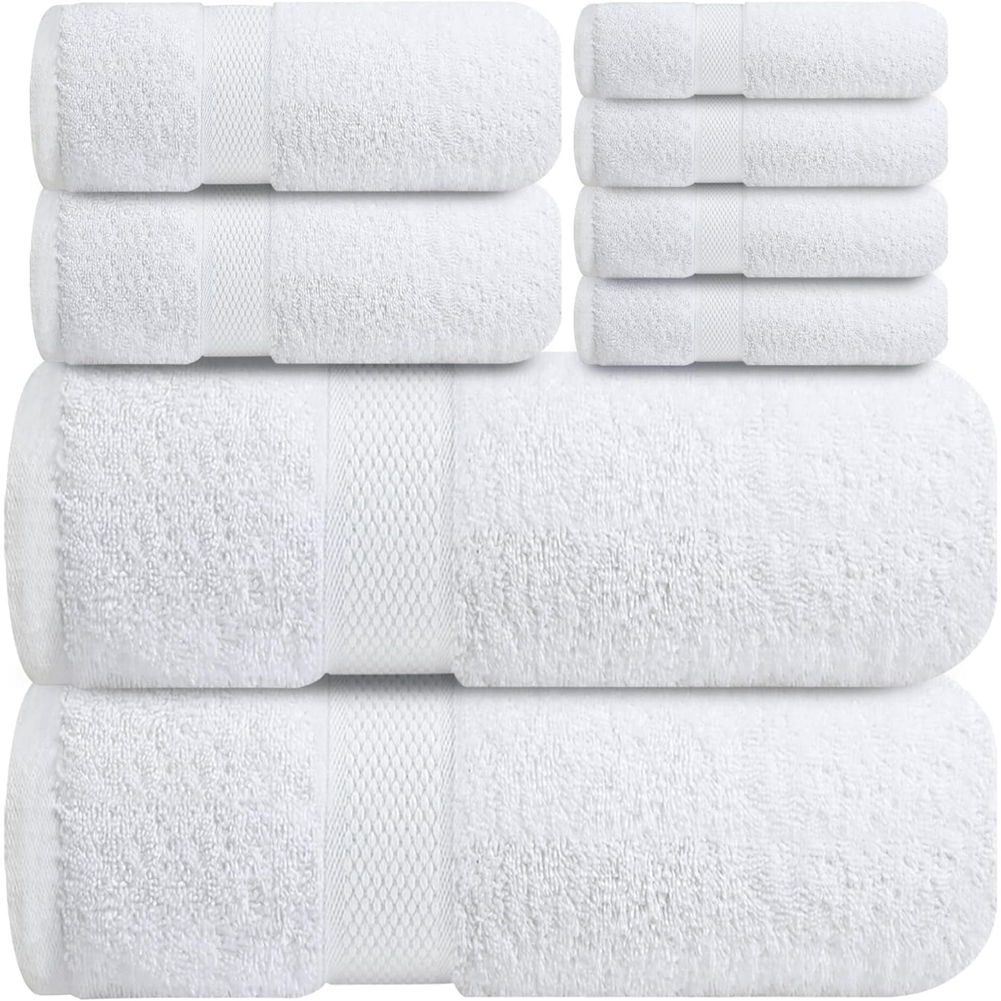 Premium White Bath Towel Set - [Pack of 8] - 2 Bath, 2 Hand & 4 Washcloths Infinitee Xclusives