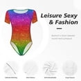 thumbnail image 6 of Balery Rainbow Glitter Women's Short Sleevee Crew Neck Bodysuit Tops Short Sleeve Tops Basic-Medium, 6 of 9