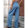 thumbnail image 4 of Women'S Baggy Jeans Pull on Stretchy Loose High Waisted Wide Leg Denim Pants Y2K 90s Denim Blue XXL, 4 of 8