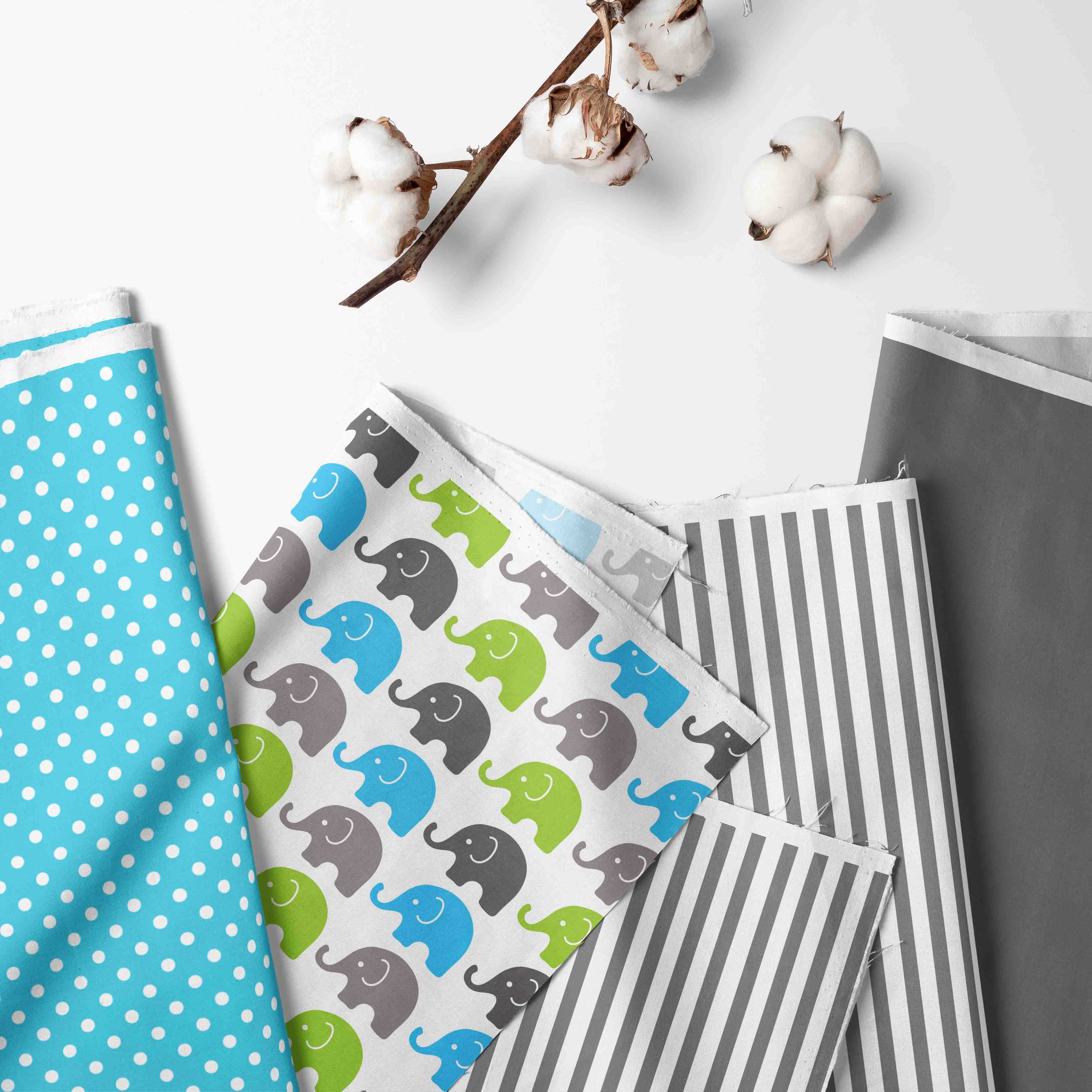 Bacati - Elephants Aqua/Lime/Grey Mini Crib Bedding Set