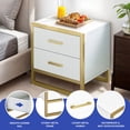 thumbnail image 4 of ModFusion Modern Nightstand with 2 Spacious Drawers and Metal Frame for Bedroom and Living Room, White and Gold, 4 of 8