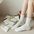 thumbnail image 2 of Opolski Women Anti-slip Cotton Socks Women's Anti-slip Cotton Mid-calf Socks Solid Color Stretchy Sweat-absorbent 1 Pair Pink, 2 of 8