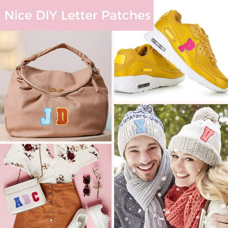 Morcheiong Zelfklevende chenille-letterpatches A-Z, opstrijkbare letters voor kleding, stof, schoenen en tassen, 26 stuks (zwart