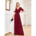 thumbnail image 5 of Wedding Dress Wedding Guest Dresses for Women Sexy Long Skirt Short Sleeve V-neck Beads Slim Fishtail Bridesmaid Dinner Dress Female, 5 of 9