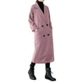 thumbnail image 4 of RYDCOT Wool Overcoat Women Plus Size Winter Double Breasted Wool Blend Coat Casual Long Pea Trench Coat Jackets with Pockets Outwear, 4 of 7