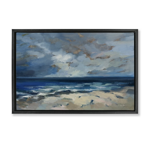 Stupell Industries Beach Before The Storm Nautical & Beach Painting Black Floater Framed Canvas Art Print Wall Art, 25 x 17