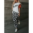 thumbnail image 5 of Qmyliery Women Sweatpants, Elastic Waist Plaid Pants Trousers with Pockets for Casual Daily, 5 of 9