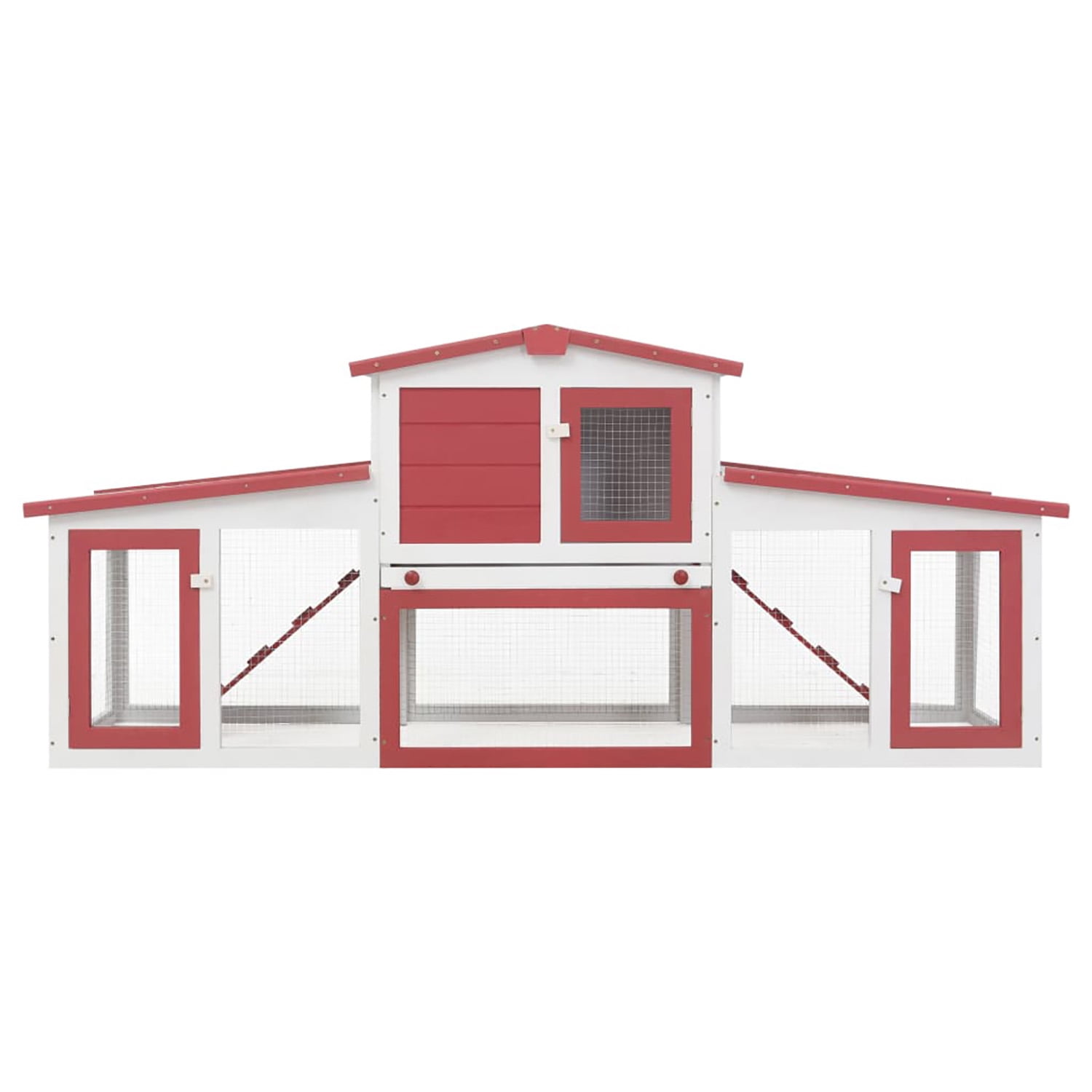 Pefilos 80.3" Outdoor Large Rabbit Hutch with Run Wood 2-Story Bunny Enclosure for 4-6 Rabbits Pet Cages for Small Animals, Red Pefilos 80.3" Outdoor Large Rabbit Hutch with Run Wood 2-Story Bunny Enclosure for 4-6 Rabbits Pet Cages for Small Animals, Red