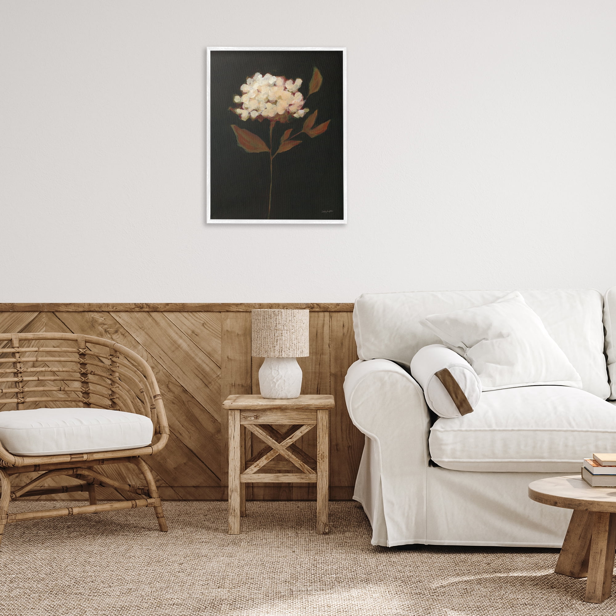 Stupell Industries Dark Fall Flower Botanical & Floral Painting White Framed Art Print Wall Art, 24 x 30