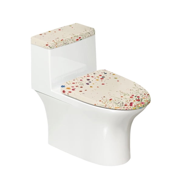 HELLHERO Floral Toilet Seat Protector Thankful Fall 2 Pack Stays in Place Stretch Round Toilet Lid Dust Cover Elastic Bottom
