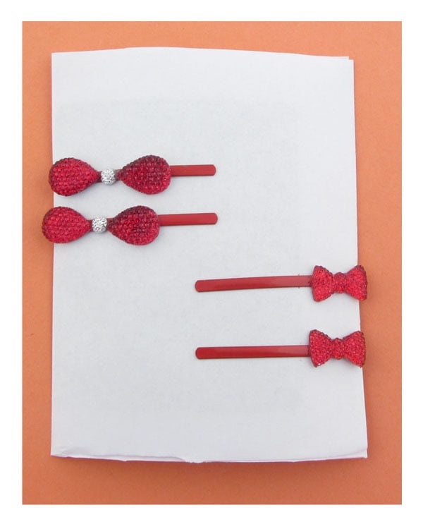 Rhinestone bow hair pin Brown