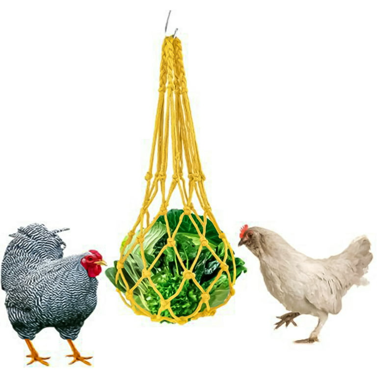 Visland Chicken Vegetable String Bag Poultry Fruit Holder Chicken Cabbage  Feeder Treat Feeding Tool with Hook for Hens Chicken Coop Toy for Hen Goose  Duck 