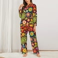 thumbnail image 2 of Haiem Hippie Peace Love Pattern Women’s Long-sleeve Sleepwear,Sleepwear Set,2-piece Loungewear Set,Soft PJs Comfy Nightwear with Pockets-X-Large, 2 of 7